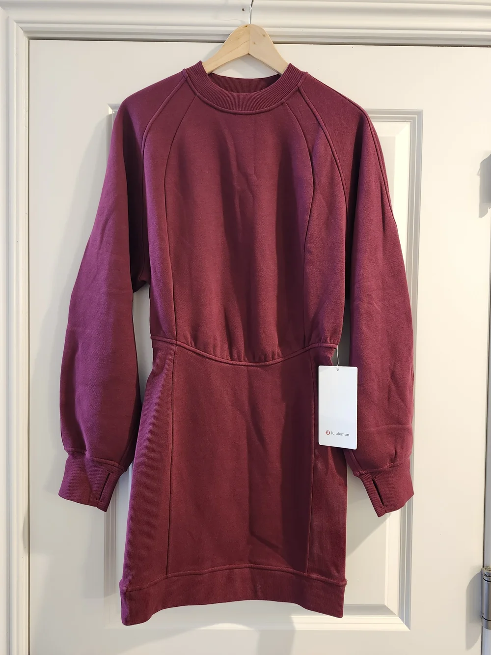 NWT lululemon Scuba Long-Sleeve Dress Deep Luxe Burgundy Sweatshirt Dress Size 4